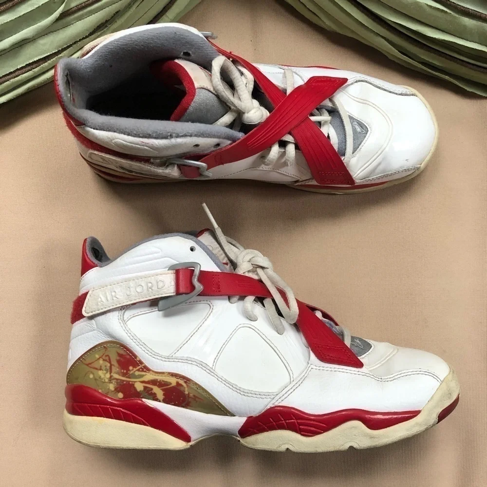 Air Jordan 8.0 White Varsity Red Stealth Size 7 Y